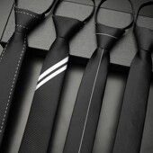 免打领带男拉链式 学院风黑色懒人易拉得职业潮 女韩版 休闲西装 衬衫