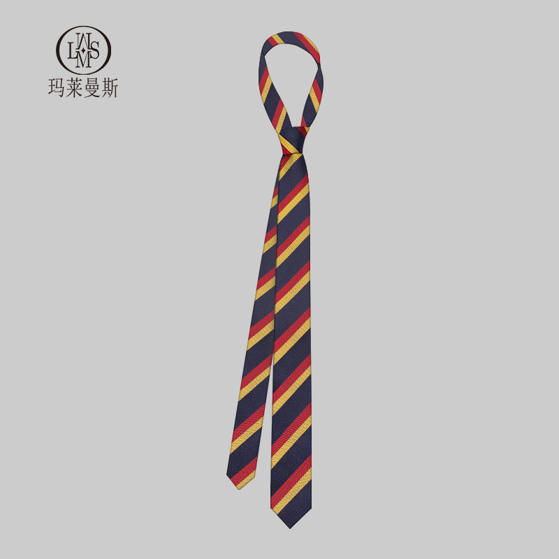 休闲时尚领带男衬衫装饰女学院风藏青红黄条纹韩版细窄手打简约潮