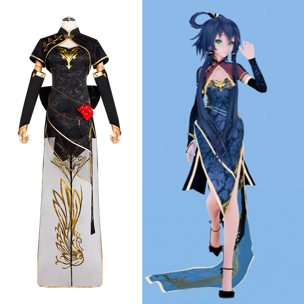 洛天依cos旗袍金丝雀国风女装旗袍中式性感裙子cosplay舞台扮演服