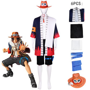 航海王cosplay万圣节动漫角色扮演全套现货 海贼王火拳艾斯cos服装