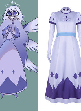 美剧Hazbin Hotel地狱客栈cos服天使艾米丽cosplay万圣节表演服装