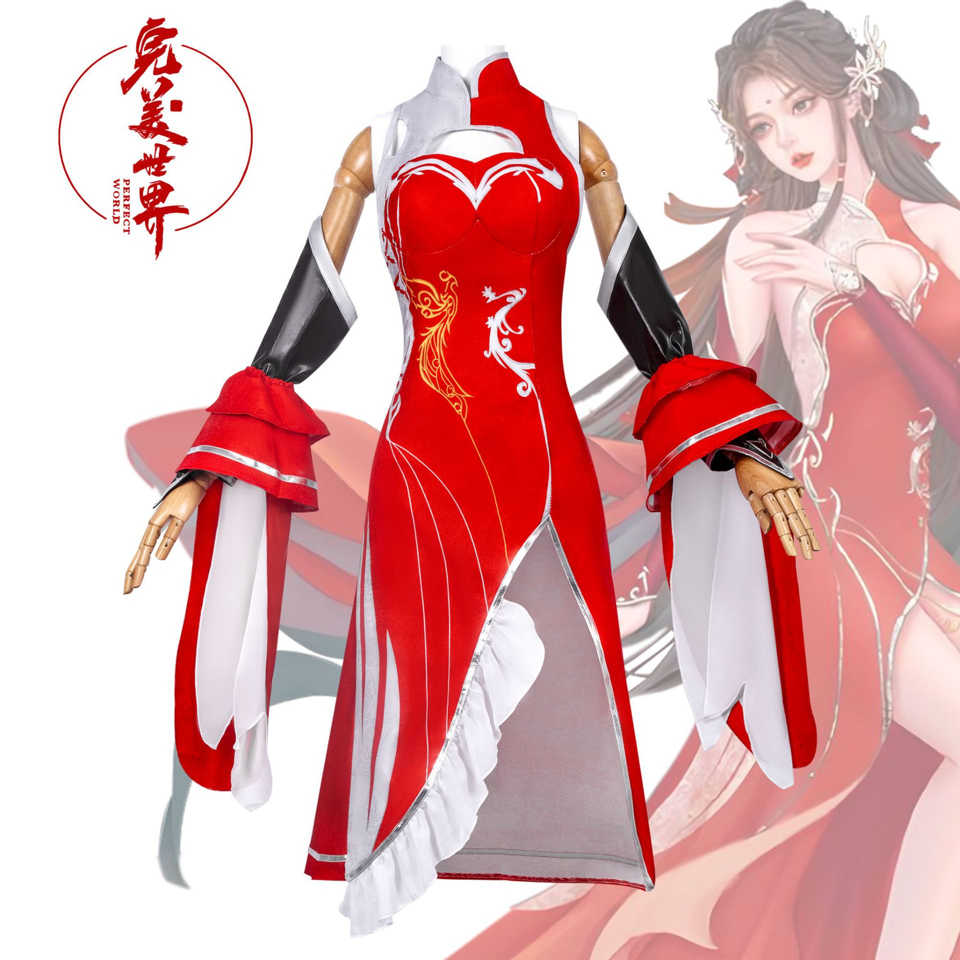 完美世界COS服火灵儿游戏动漫COSPLAY服装二次元女装旗袍连衣裙图片