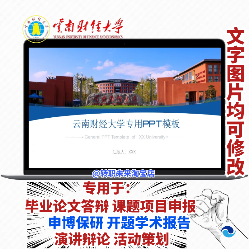 2025云南财经大学专通用毕业答辩论文PPT模板开课题项目汇申报告