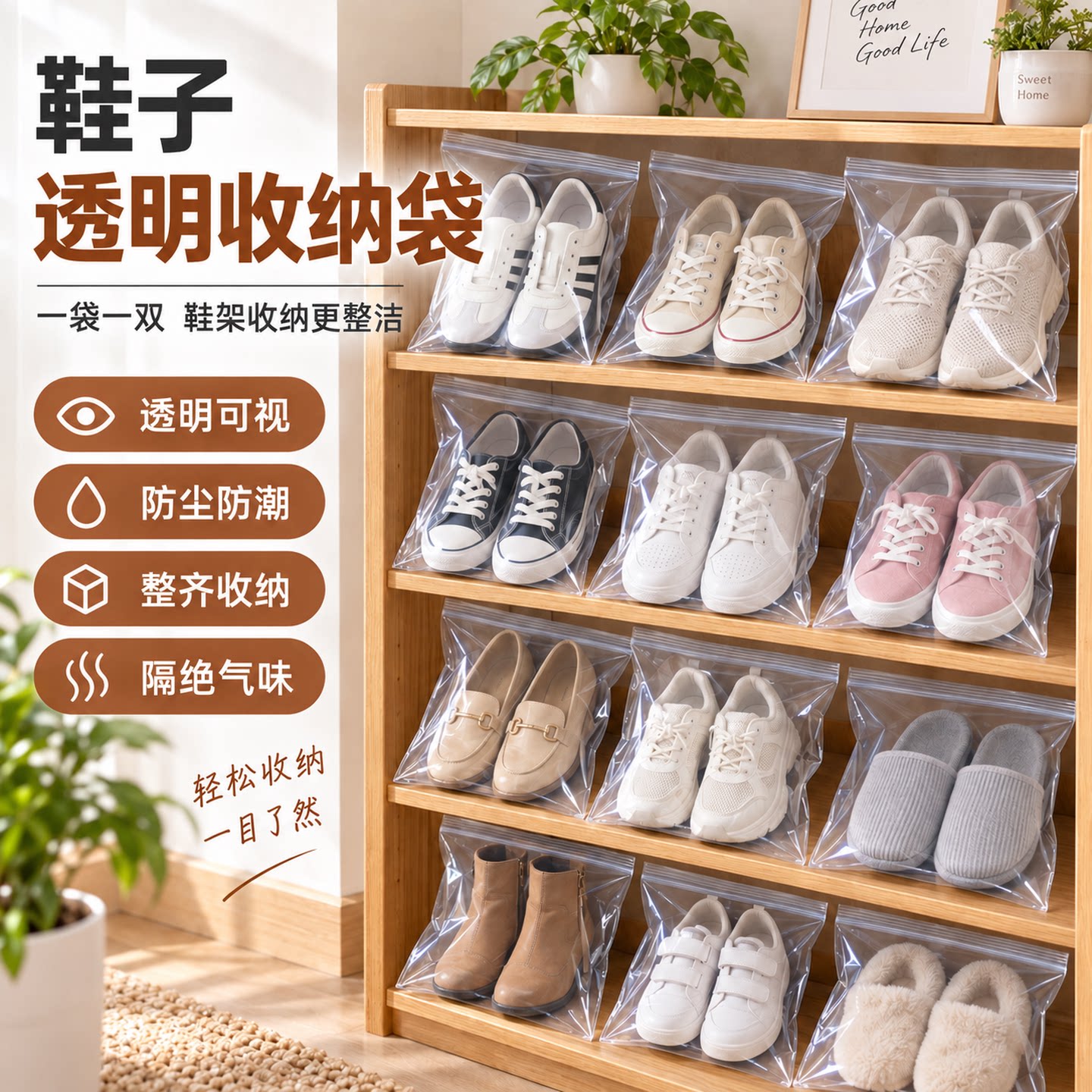 鞋子透明收纳袋子加厚防水打包袋旅行装鞋袋自封口袋子鞋套鞋罩