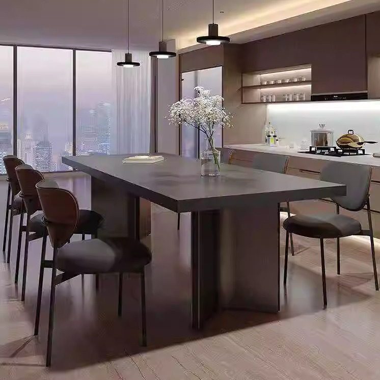 意式极简纯黑白加厚不锈钢岩板餐桌椅组合家用现代简约小户型饭桌,住宅家具,岩板餐桌,淘宝优惠券,粉丝福利购,淘宝优惠卷