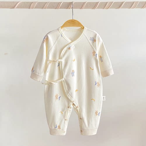 婴儿纯棉连体哈衣系带蝴蝶衣春秋