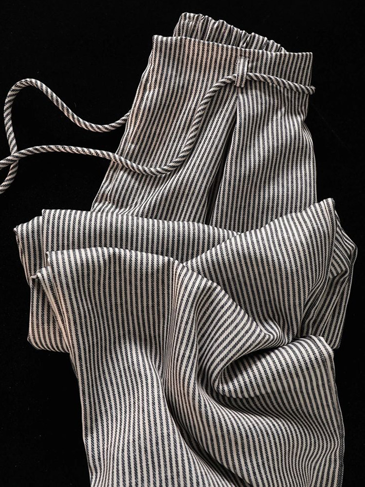 AMERICAN RETRO STRIPED PANTS WOMENS AUTUMN DESIGN LOOSE AND THIN THIN CASUAL STRAIGHT-LEG WIDE-LEG PANTS