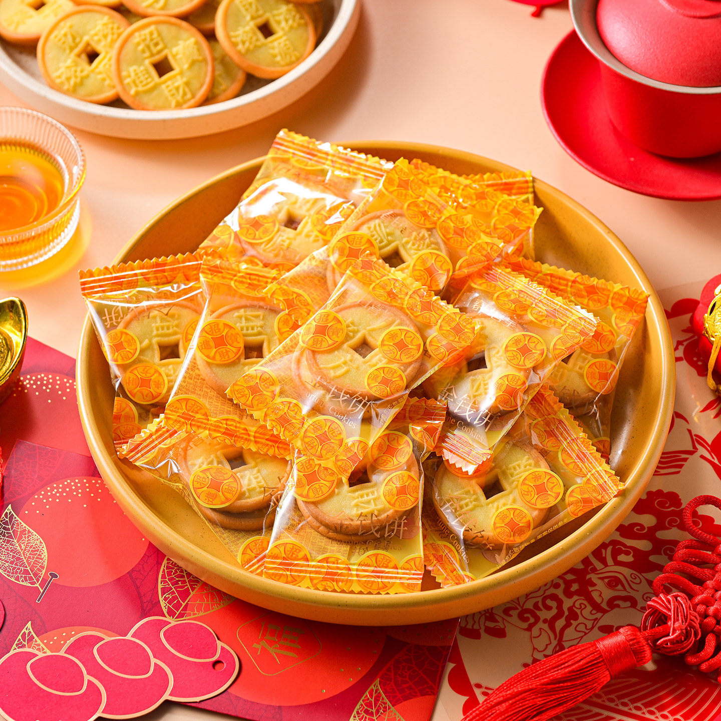 春日喜呈金钱饼招财进宝饼干年货解馋零食摆盘装饰喜饼春节伴手礼
