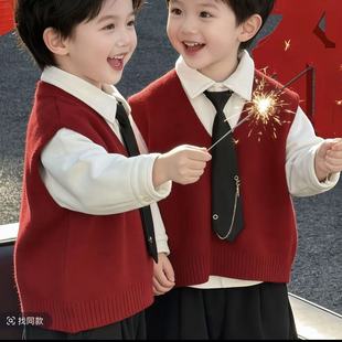 【点睛之礼】新年儿童加绒衬衫叠穿衬衣可拆卸领带男童上衣学院风