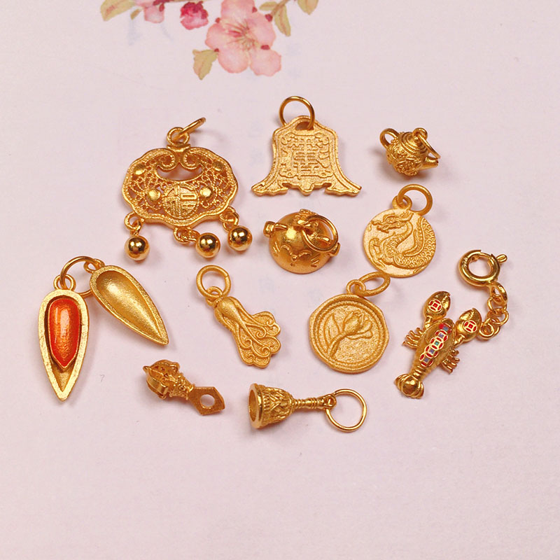 周胖胖银镀金如意锁diy手工