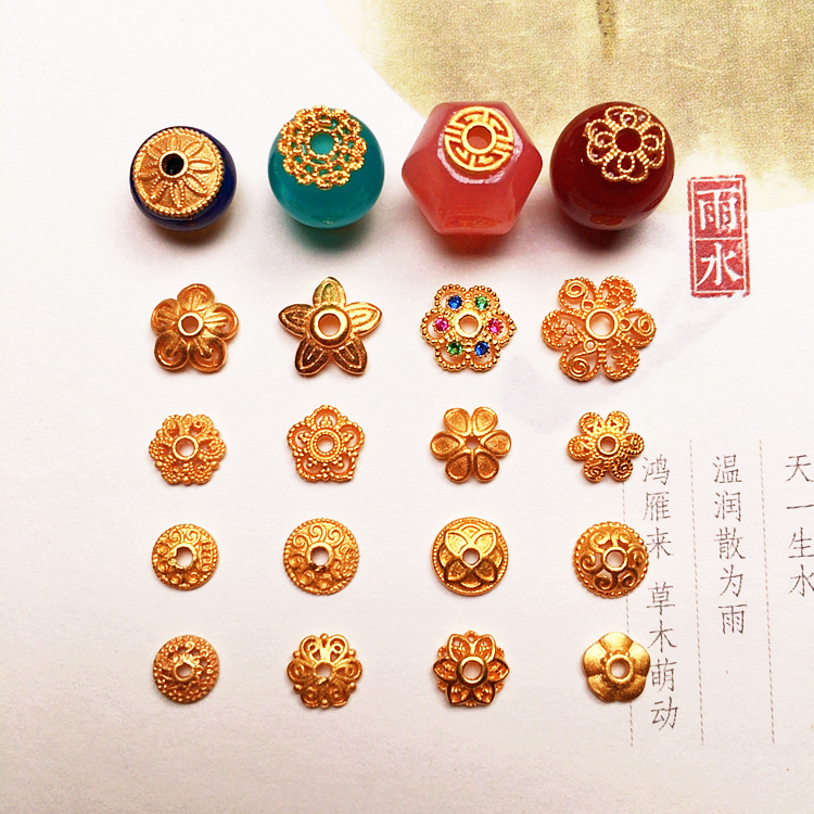 周胖胖银镀金花托配件贴片