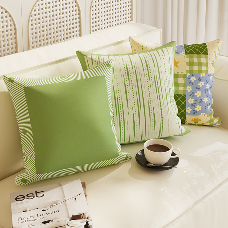 绿色复古抱枕法式腰靠枕组合枕套