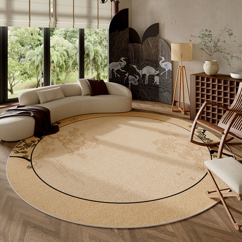 新中式圆形客厅地毯免打理高级感沙发茶几地垫卧室床边衣帽间脚垫