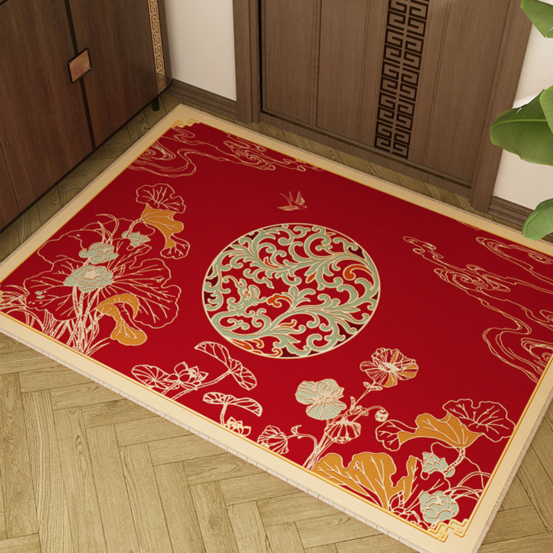 新中式门口地垫入户门垫进门2025红色地毯入户耐脏防滑脚垫子家用,居家布艺,入户地垫,淘宝优惠券,粉丝福利购,淘宝优惠卷