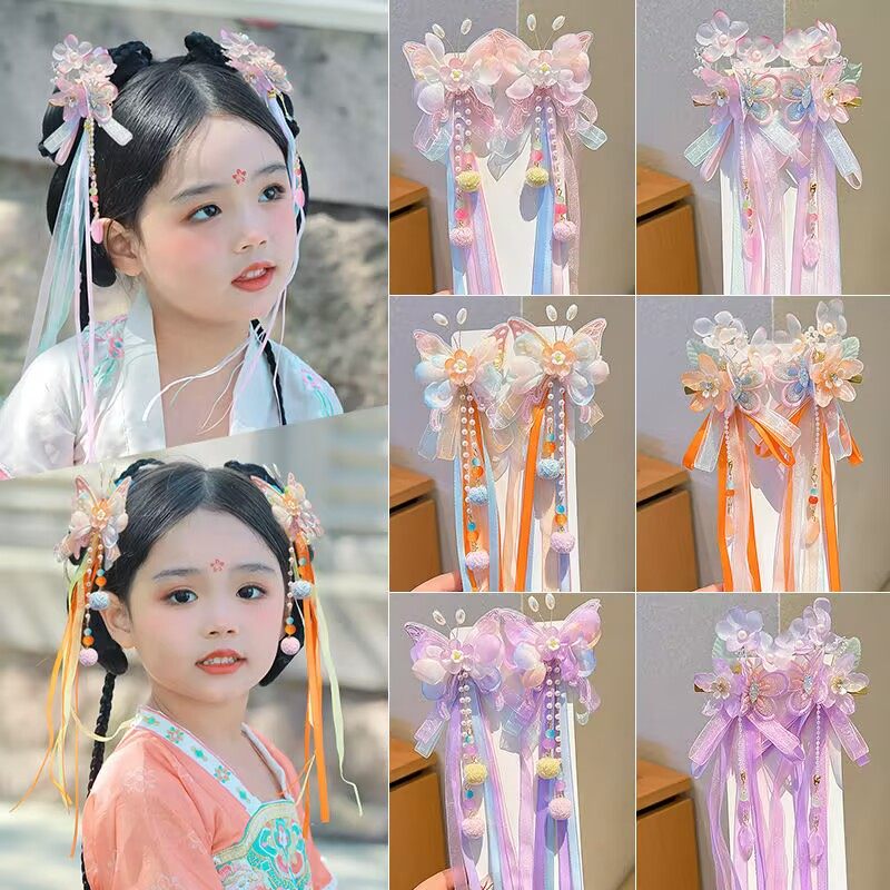 宝宝古风头饰发夹女童洋气新中式儿童汉服发饰中国风发饰新款流苏