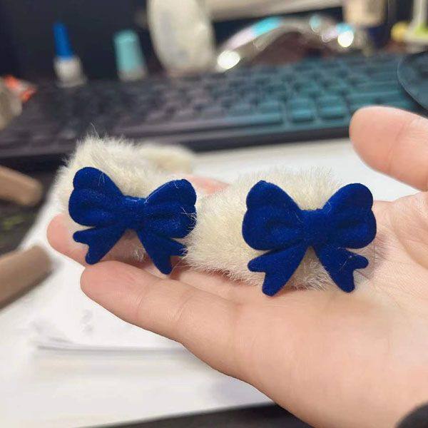 克莱因蓝蝴蝶结毛巾圈儿童不伤发扎头发韩国ins高弹无痕发圈头绳