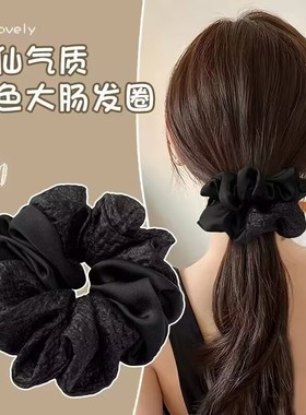 中号日常百搭hen实用!黑色丝绒高级感肥肠圈 基础简约法式发绳女