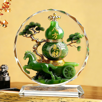 八方来财葫芦水晶摆件家居客厅玄关马到成功乔迁招财福禄进门摆台