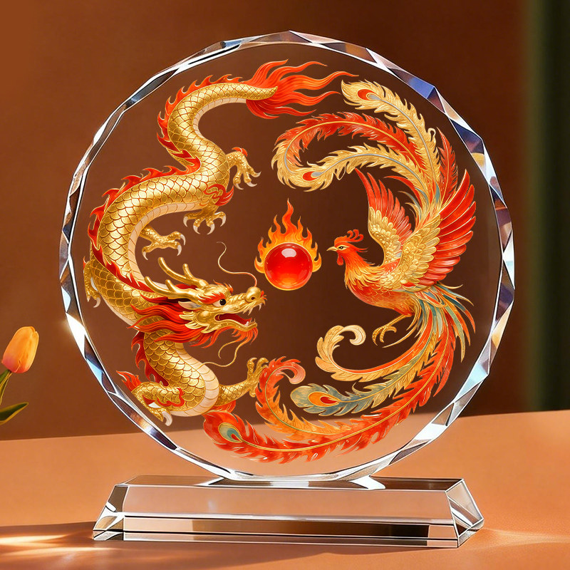 龙凤呈祥水晶摆件家居客厅玄关电视柜桌面摆台开业乔迁新居礼物,家居饰品,装饰摆件,淘宝优惠券,粉丝福利购,淘宝优惠卷