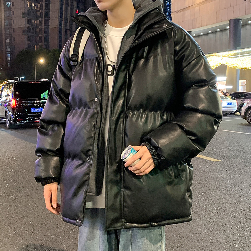 情侣款皮棉衣户外保暖连帽