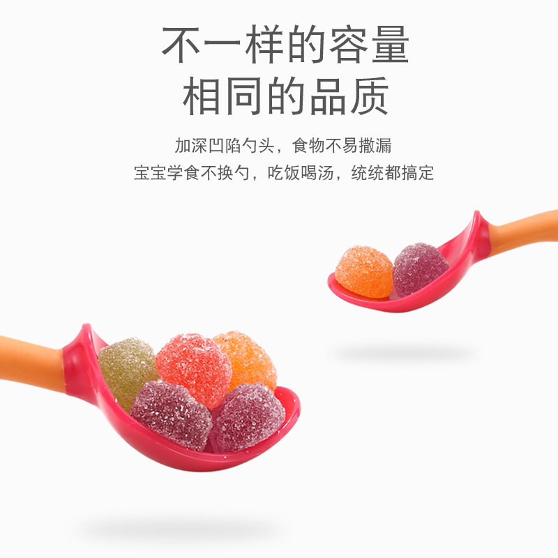 婴儿童学吃饭训练勺宝宝训练学习辅食弯头汤勺子套装家用防摔2个
