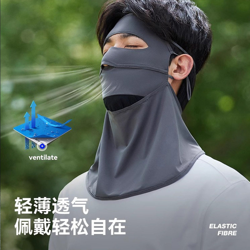 全脸防晒面罩夏季防紫外线开车骑行遮阳透气脸基尼护眼角冰丝口罩