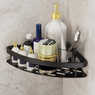 免打孔洗手间置物架家用上墙卫浴用品收纳架浴室太空铝壁挂三角架