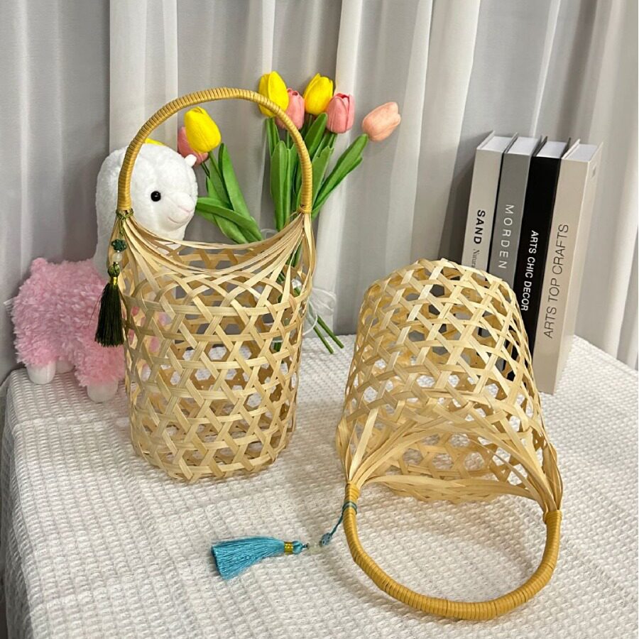 竹编中秋月饼礼盒包装盒手工竹编国风复古手提竹篮中式礼品盒空盒