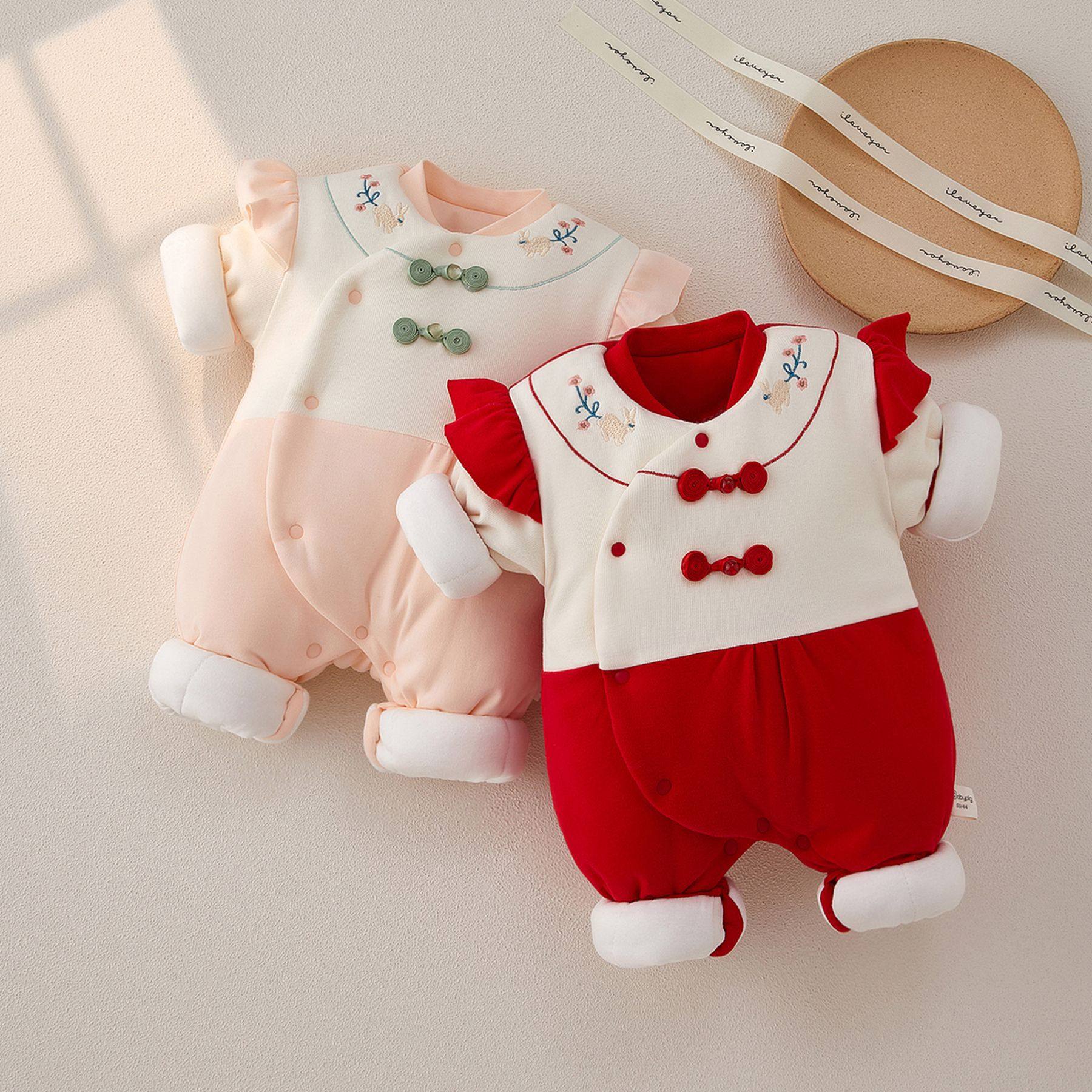 婴儿衣服夹棉连体衣宝宝红色拜年新年装满月服过年新生儿冬装,童装/婴儿装/亲子装,连身衣/爬服/哈衣,淘宝优惠券,粉丝福利购,淘宝优惠卷