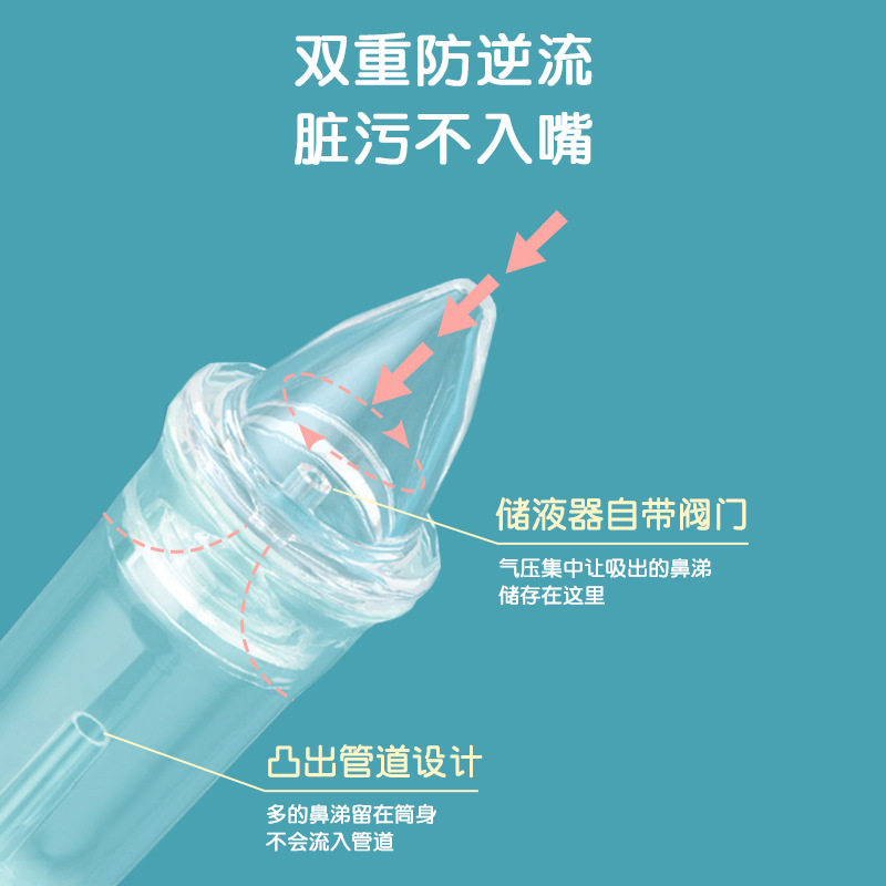 婴儿护理吸鼻器婴儿家用宝宝硅胶吸头防逆流清理吸鼻涕儿童吸鼻器