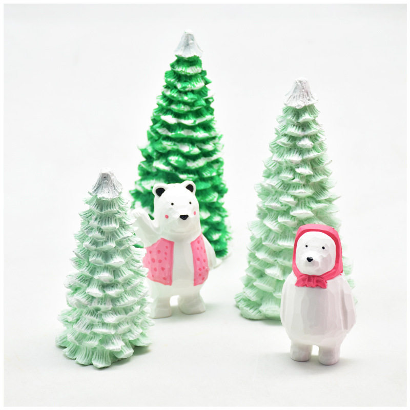 3d立体圣诞树雪松蜡烛硅