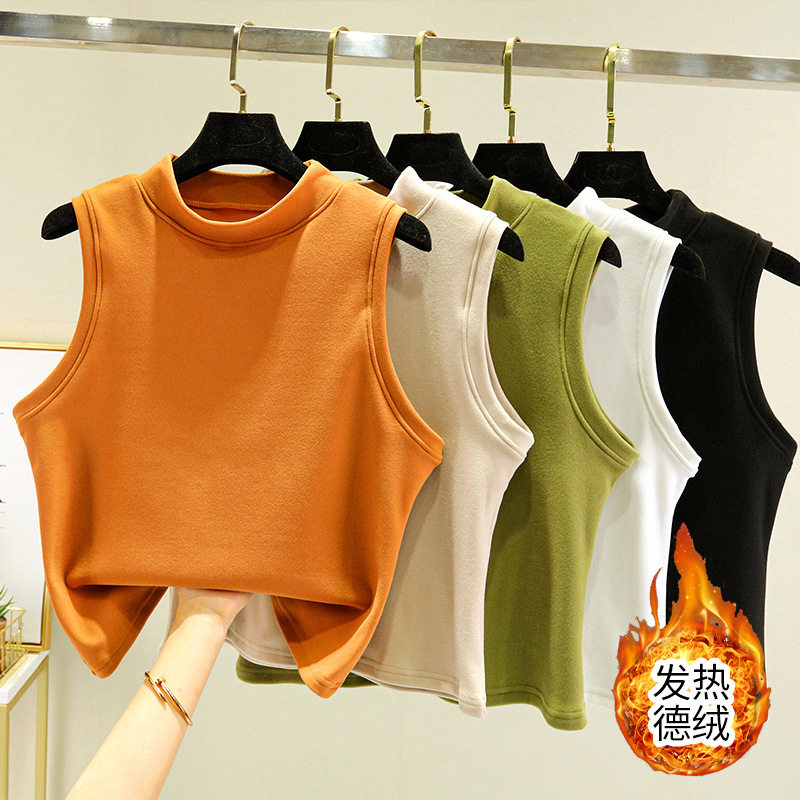 德绒半高领保暖背心女内搭加绒吊带打底衫新款加厚无袖上衣,女士内衣/男士内衣/家居服,保暖背心,淘宝优惠券,粉丝福利购,淘宝优惠卷
