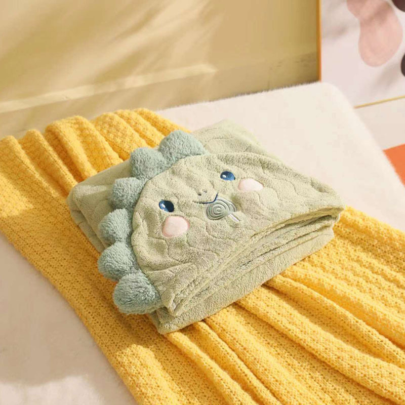 宝宝浴巾带帽斗篷浴袍儿童新生婴儿可爱珊瑚绒洗澡包裹吸水斗篷
