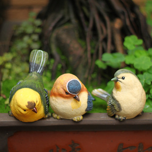 可爱小鸟摆件树脂工艺品园艺装饰苔藓微景观多肉动物鸟造景小摆件