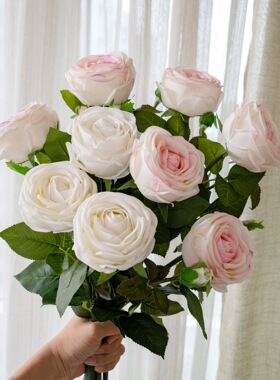 一折清仓湿润手感过胶玫瑰仿真花家居装饰手捧花墙假花MW59991