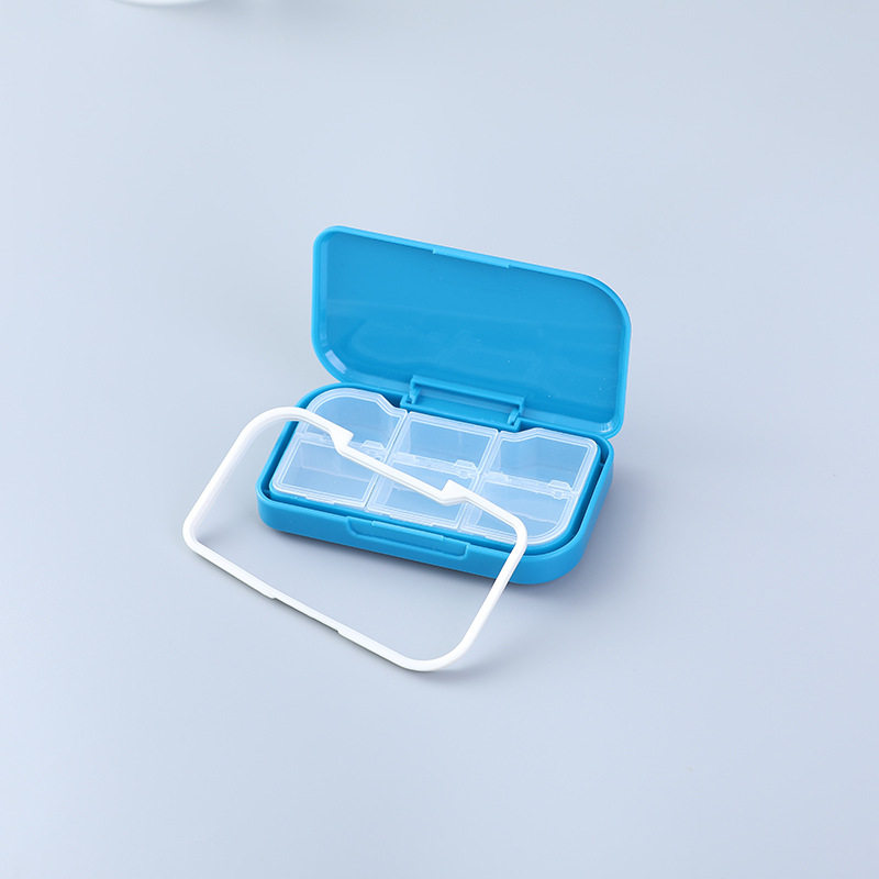 式六格密封药盒 一周药品药丸分装收纳盒 随身旅行医药盒