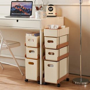 桌下可移动小推车置物架家用桌边夹缝零食玩具书本收纳架落地书架