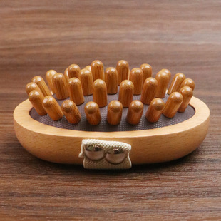 榉木柳丁经络气垫按摩梳头部腰腹疏通经络气囊刷木头头部经絡梳子