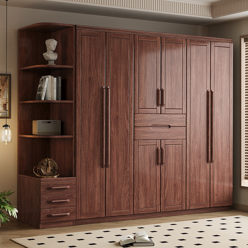 黑胡桃木实木衣现代简约柜卧室家用独立衣柜大衣橱新中式落地衣柜,住宅家具,独立衣柜,淘宝优惠券,粉丝福利购,淘宝优惠卷