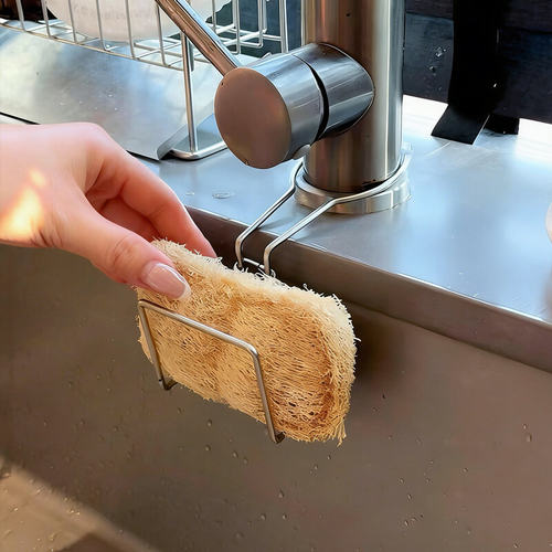 台面再也不怕湿了！抹布沥水架不锈钢置物架免打孔厨房海绵擦收纳