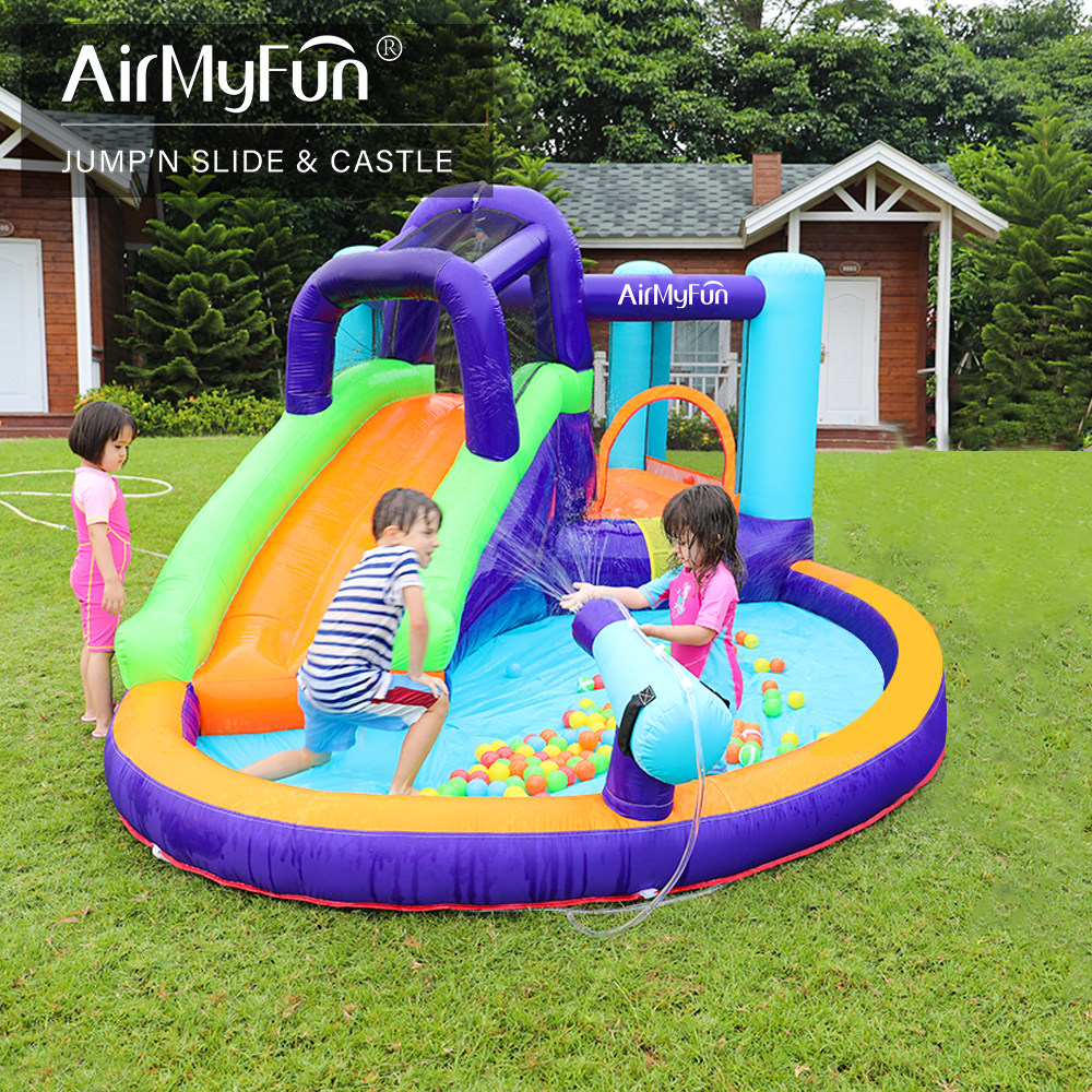AirMyFun儿童喷水充气城堡蹦蹦床淘气堡乐园大型户外室内滑梯跳床