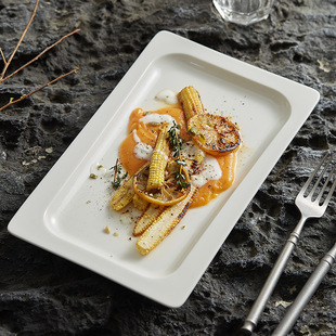 速发德化白瓷创意2西餐具高级感好看 长方店餐 家用菜盘酒025新款