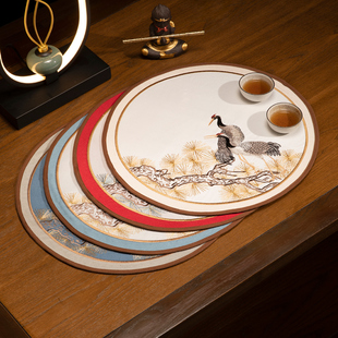 速发新餐式高级感绣垫刺中茶桌茶几垫隔热垫中国风餐桌垫防滑垫子