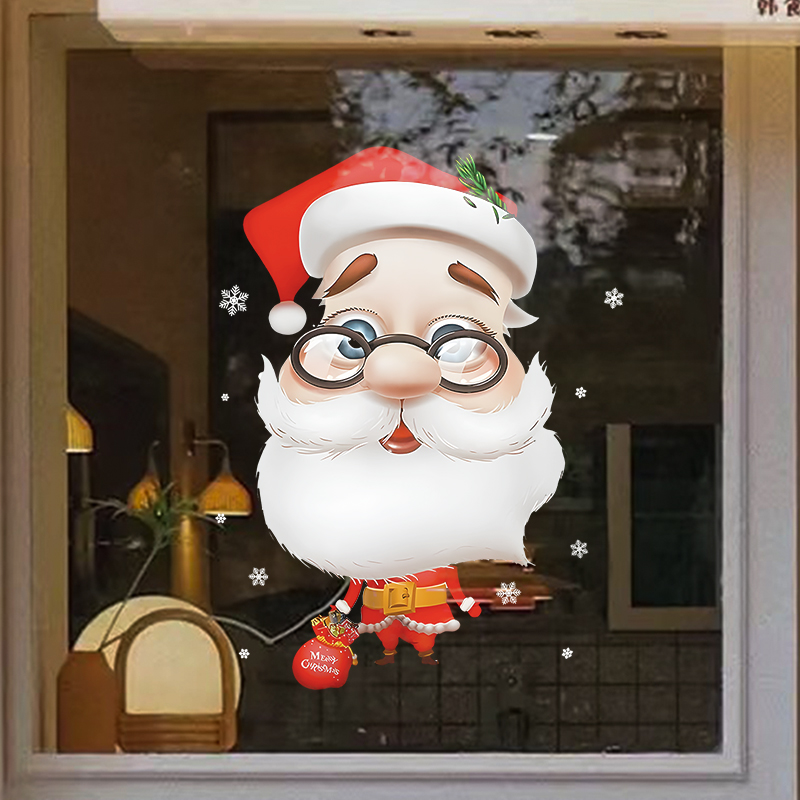 速发圣诞节装饰静电贴窗场橱窗玻璃门贴纸元旦场景活动布置贴花商