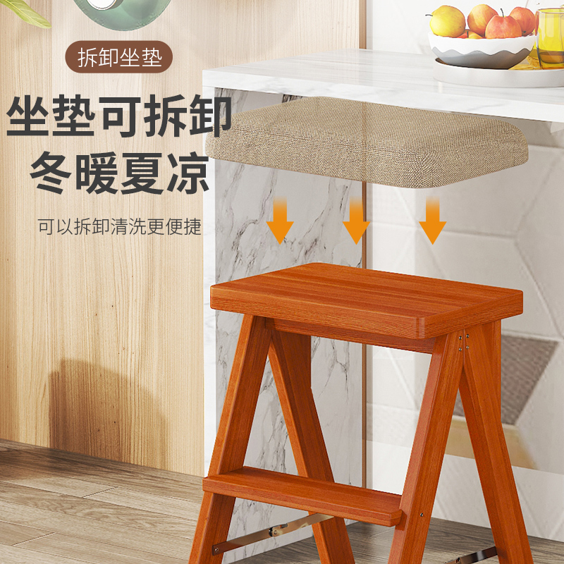 速发高脚凳吧台凳子实木折叠凳厨房登高凳爬高板凳多功能家用梯凳