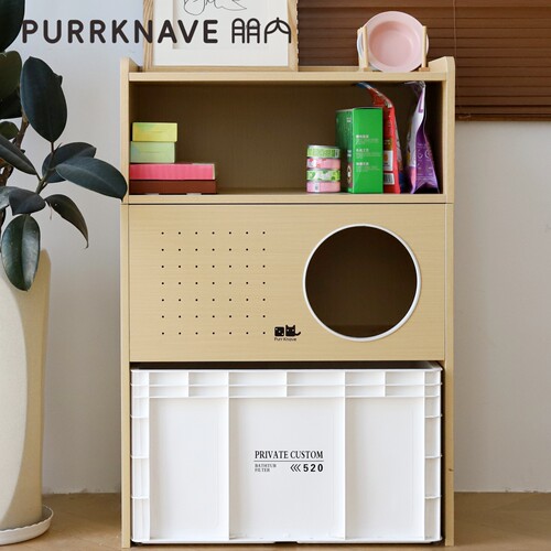 PurrKnave朋内柜子猫砂盆超大号防外溅猫砂柜防带砂猫厕所置物架