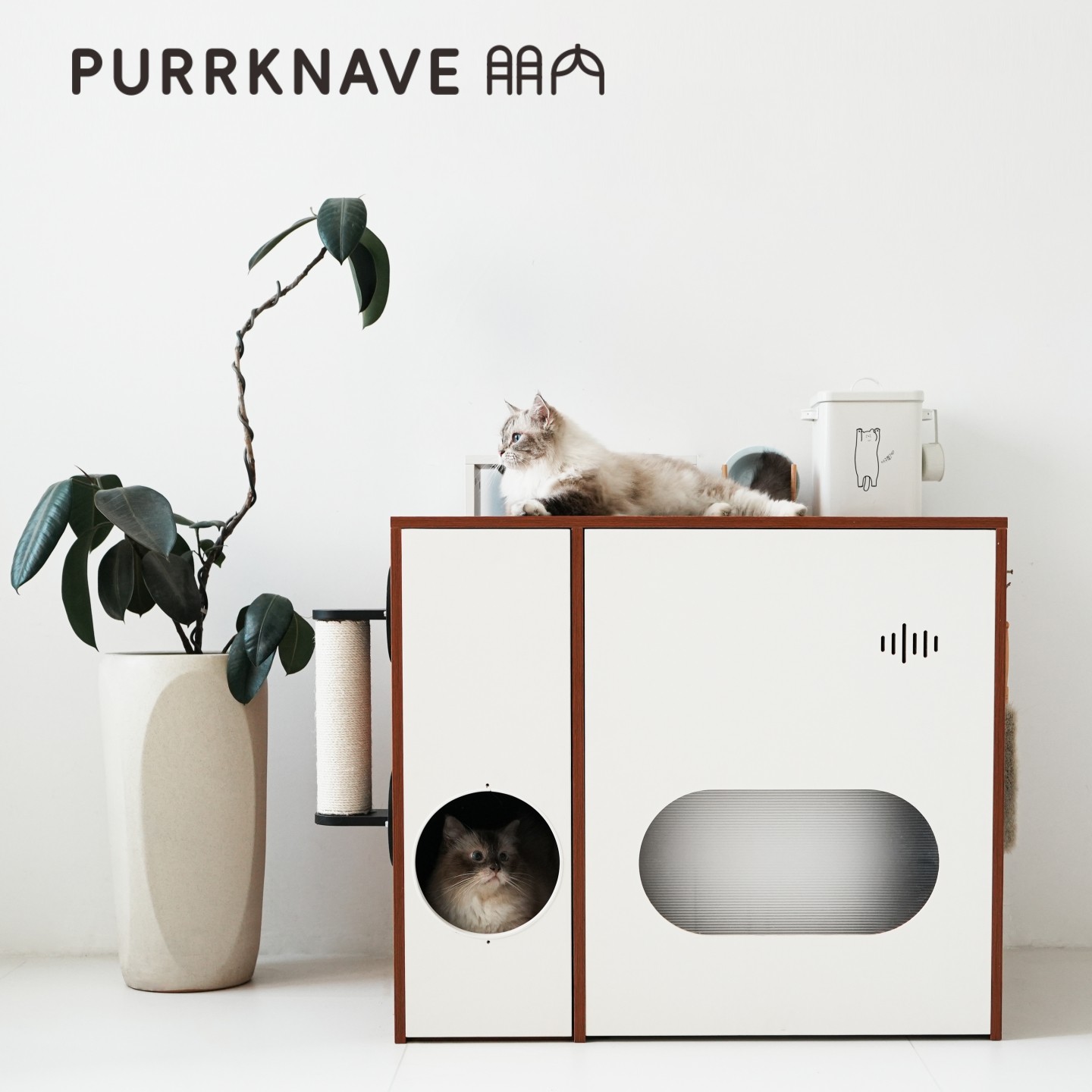 PurrKnave朋内智能猫砂箱收纳柜自动猫砂盆置物架猫砂柜猫厕所柜图片
