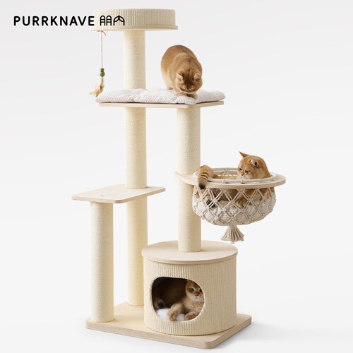 PurrKnave朋内实木多层猫爬架猫窝一体小户型不占地剑麻猫抓柱