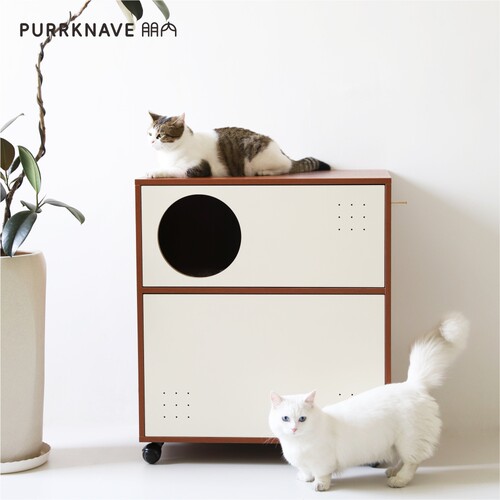 PurrKnave法式猫砂柜猫厕所中古风猫家具猫砂盆超大号防外溅猫柜