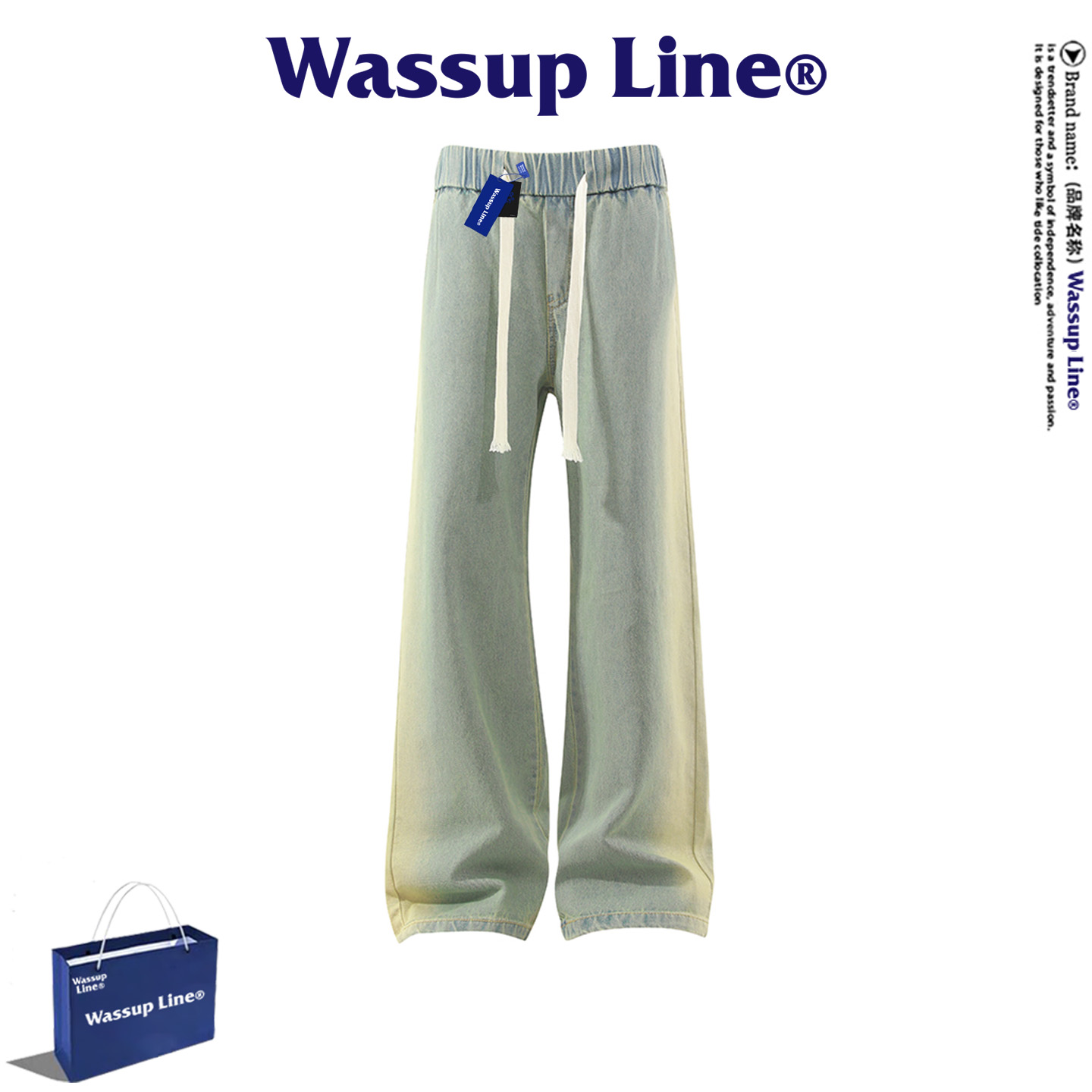 WASSUPLine潮牌休闲牛仔裤男